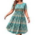 thumbnail image 3 of WellSize Summer Plus Size Dresses for Women Short Sleeve A-Line Midi Dresses Casual Floral Print Beach Dress with Pockets, 3 of 8