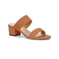 thumbnail image 1 of Women's Dual Straps Mid Chunky Heel Slide Sandals Orange 9, 1 of 7