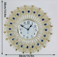 thumbnail image 5 of Large Crystal Peacocks Wall Clock Silents None Ticking Battery Operated Modern Decorative for Living Room, 5 of 10