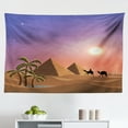 thumbnail image 1 of Oasis Tapestry, Palace in The Desert Surrounded by Palm Trees Camels, Fabric Wall Hanging Decor for Bedroom Living Room Dorm, 2 Sizes, Khaki Blue, by Ambesonne, 1 of 1