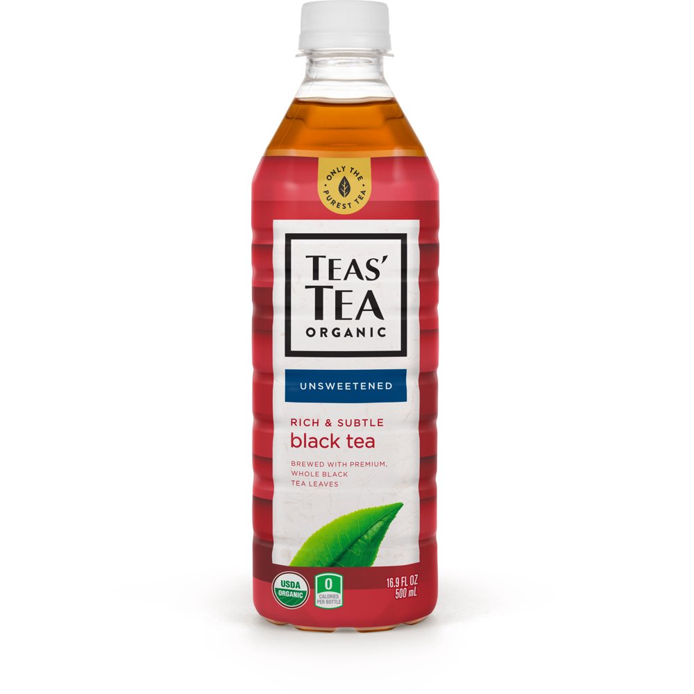 Teas' Tea Unsweetened Organic Black Tea, 16.9 Ounce (Pack of 12