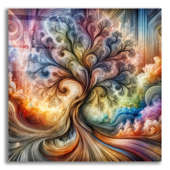 Epic Art 'Abstract Tree' by Rey Klimt Acrylic Glass Wall Art, 12" x 12"