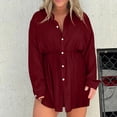 thumbnail image 4 of EINCcm Women's Long Sleeve Rompers Casual Button down Short Jumpsuits Summer Lapel V Neck Solid Onesie Shorts, 4 of 8