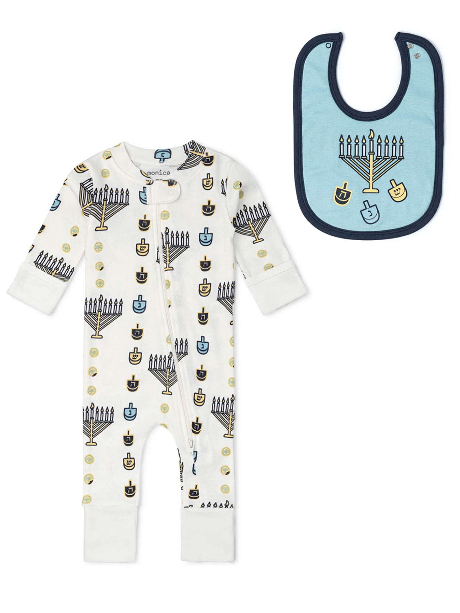Monica + Andy Organic Cotton One Piece Coverall and Bib Set, Sizes Newborn - 18-24 Months