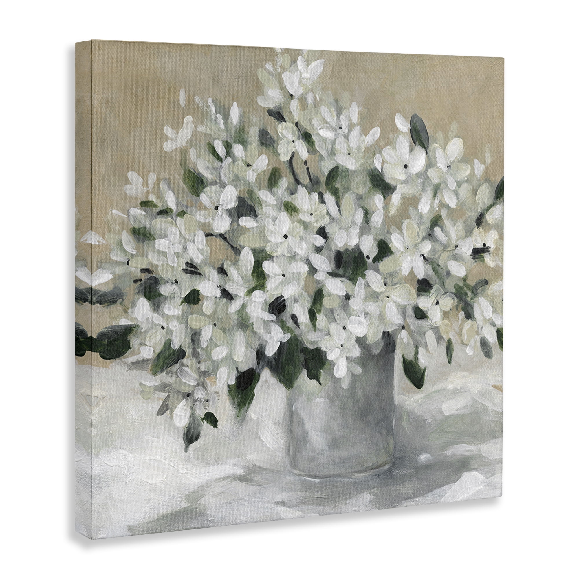 Stupell Industries Potted White Blooms Botanical & Floral Painting Gallery Wrapped Canvas Art Print Wall Art, 30 x 30