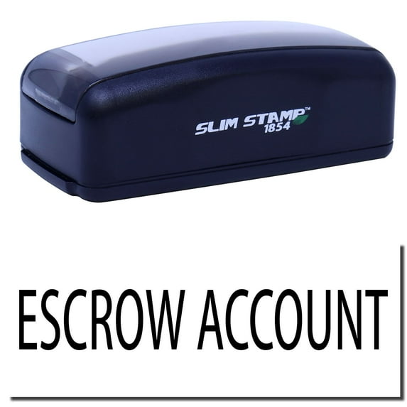 Large Pre-Inked Escrow Account Stamp, Slim 1854, Ultra Slim Design, Impression Size 1-13/16" by 2-1/2", Up to 25,000 Impressions - Black Ink
