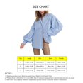 thumbnail image 4 of Women Lantern Sleeve Button Up Shirt Round Neck Long Sleeve Top Pure Color Loose Shirt for Commuting Sky Blue L, 4 of 7