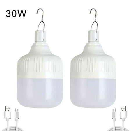 

2pcs Hiking Tent Camping Light Work Portable Lantern USB Rechargeable LED Bulb
