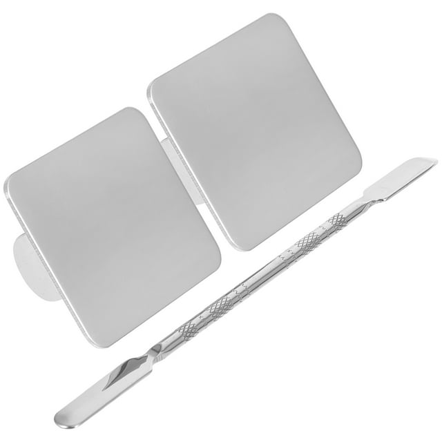 1 Set Stainless Steel Makeup Mixing Palette with Spatula for Foundation and Manicures