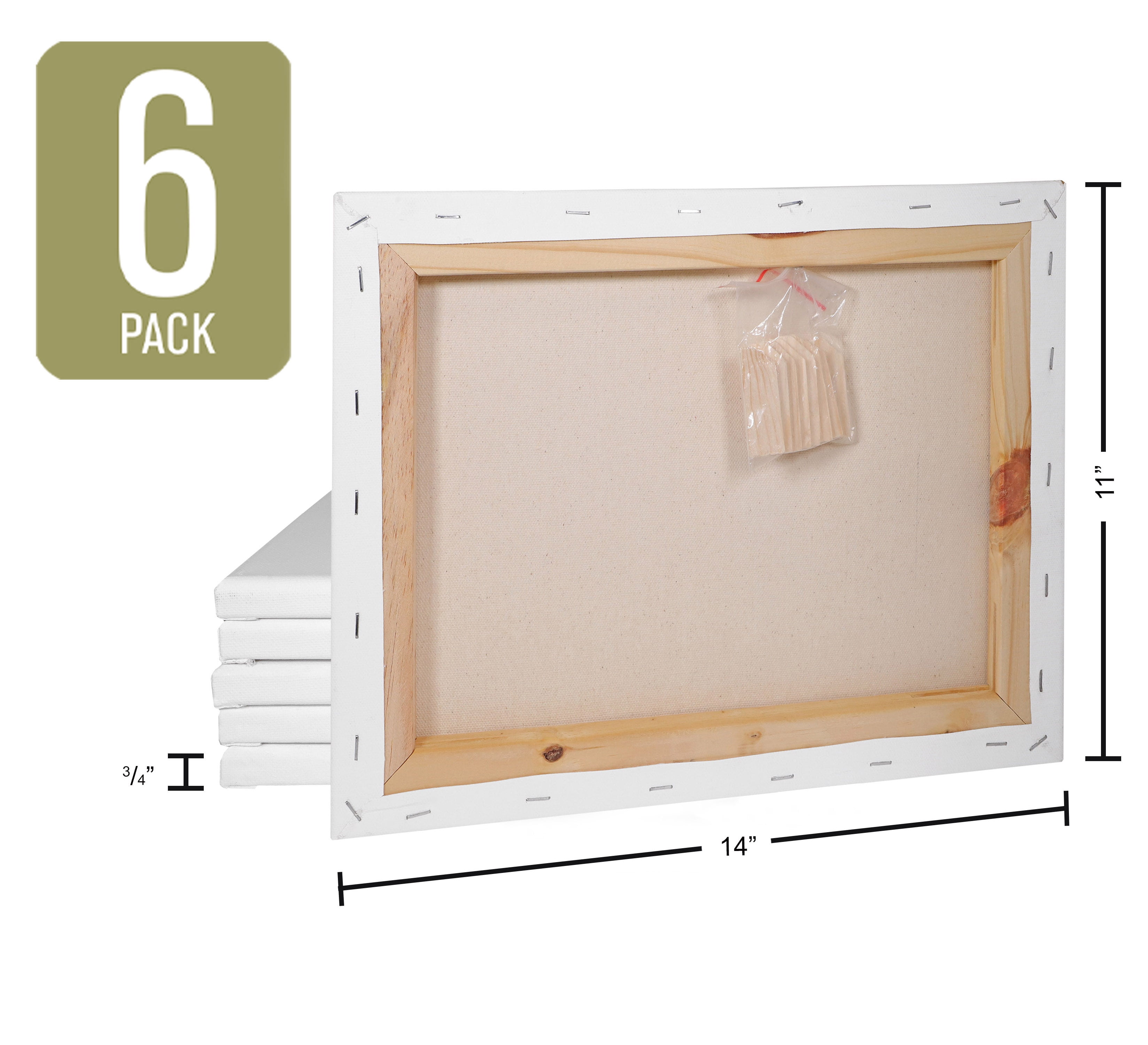Art Advantage Artist Canvas Visual Edge 11x14, 6pc, Stretched Canvas for Painting, Blank Canvas for Acrylics & Oils, Canvases for Artists, Professional Pre-Stretched Canvas