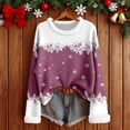 thumbnail image 2 of Tiweut Casual Christmas Sweaters Womens Loose Fit Pullover for Cozy Yarn Long Sleeve Crewneck Tunic with Holiday Graphic Print Design Winter Wear Tops,Z1 Dark Purple,M, 2 of 3