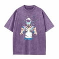 thumbnail image 2 of lcziwo Mens Vintage Wash Cotton Oversized T-Shirts Funny Graphic Tees Streetwear Short Sleeve Crewneck Tops Hippie Clothes, Purple, S, 2 of 3