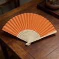 thumbnail image 6 of Yucurem 1 Pack Foldable Handheld Fan, Chinese Folding Fan for Women, Solid Bamboo Paper Fans for Wedding Guests, Dancing, Party Favors (Orange), 6 of 7