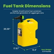 Scepter SmartControl Dual Handle Gas Container Jug, 5 Gal, 2 Pack, Yellow