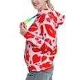 thumbnail image 2 of Fotbe Lips Kiss Pattern Womens Long Sleeve Hoodie, Pullover Hooded Sweatshirt, Kangaroo Pocket Hoodie with Eye-catching Drawstrings-X-Large, 2 of 7