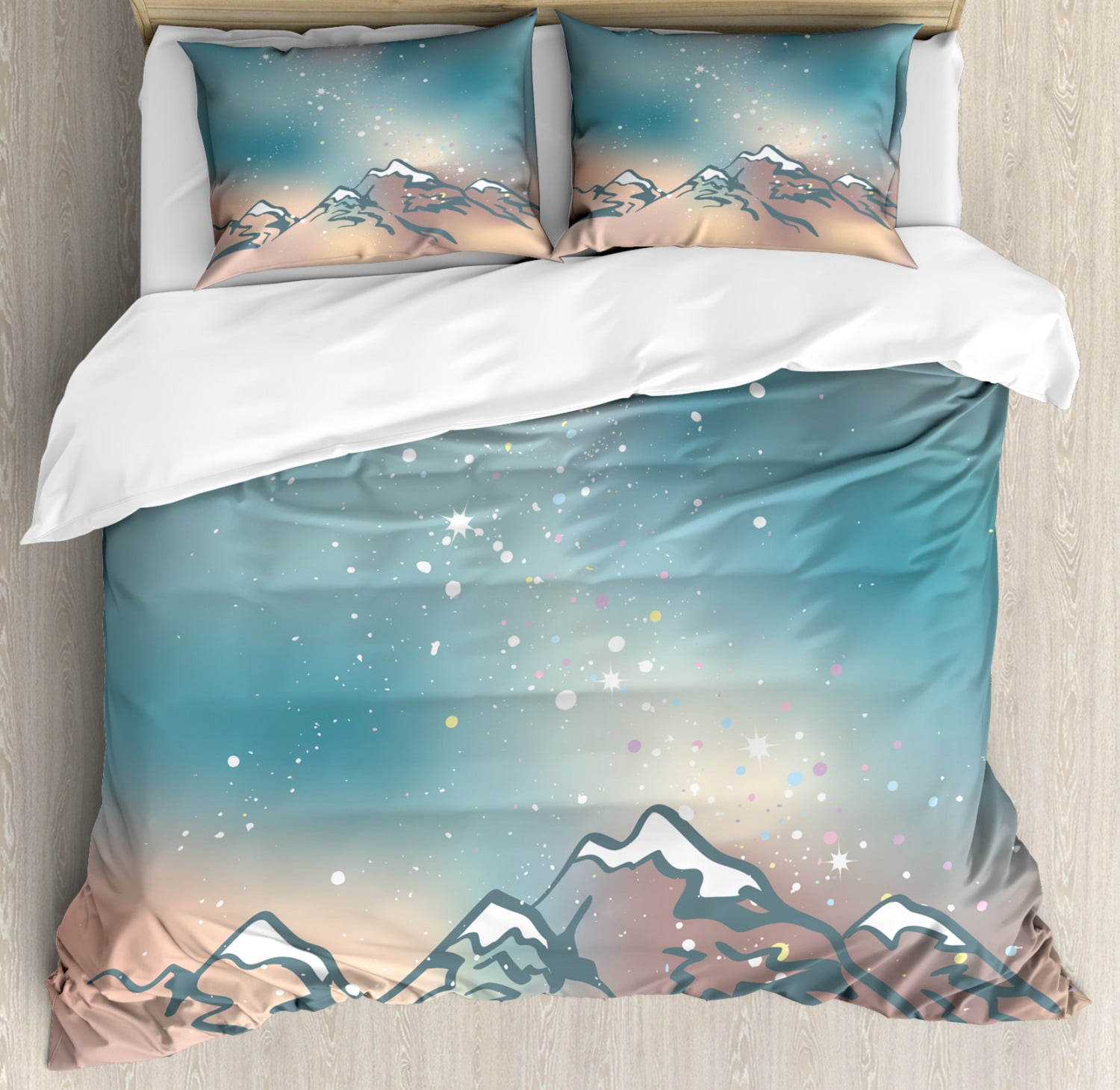 Nepal Queen Size Duvet Cover Set, Milky Way Galaxy over the Himalayan
