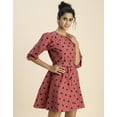thumbnail image 3 of Moomaya Round Neck Skater Printed Cotton Dress - Women's Trendy Skater Dress, 3 of 9