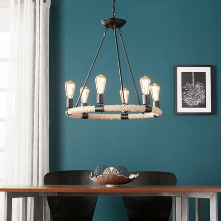 Southern Enterprises Nylyght 6 Light Rope Chandelier Modern Southern Enterprises Nylyght 6 Light Rope Chandelier Modern Farmhouse Style Natural