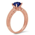 thumbnail image 2 of 1.06 ct Round Cut Simulated Tanzanite Solitaire with Simulated Diamond Accents 18K Rose Gold Womens Engagement Ring, 2 of 5