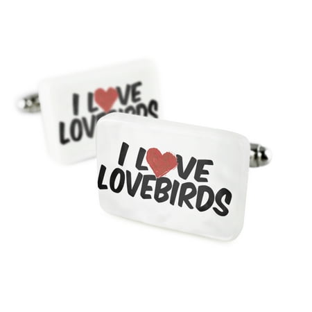 Cufflinks I Love LovebirdsPorcelain Ceramic NEONBLOND
