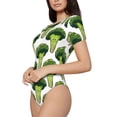 thumbnail image 2 of Haiem Cute Broccoli Women's Crew Neck Short Sleeve Bodysuit Tops Stretchy Slim Basic-Large, 2 of 9