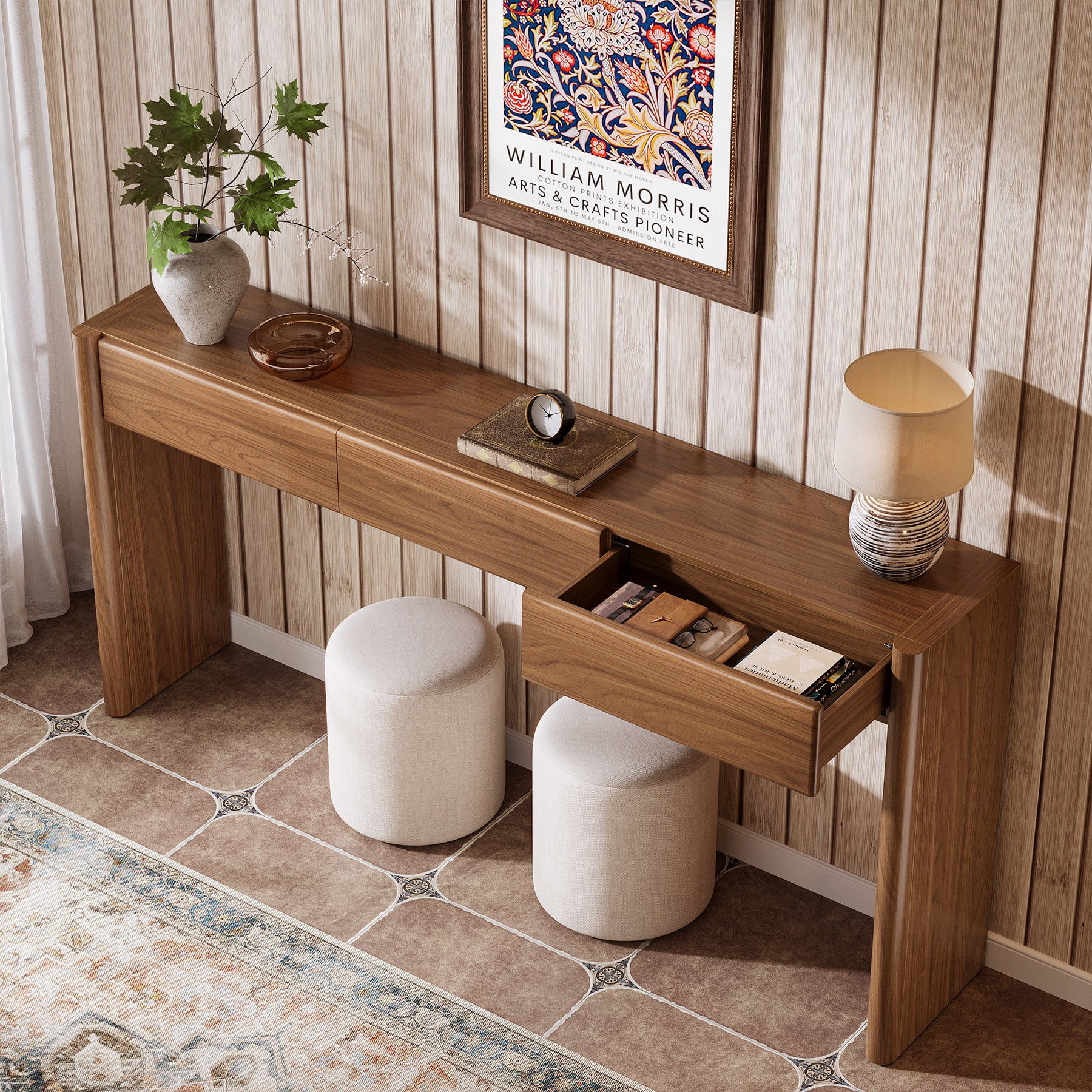 Tribesigns Console Table with 3 Drawers, 70.9" Wooden Entryway Table Behind Couch, Farmhouse Long Console Sofa Station with Storage for Entrance, Foyer, Hallway, Living Room, Easy Assembly (Brown)