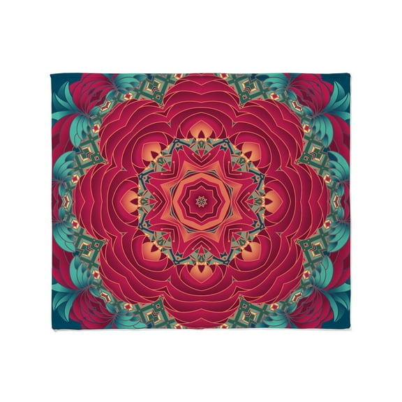 CafePress - Red Lotus Mandala Throw Blanket - Soft Fleece Throw Blanket, 50"x60" for All Ages