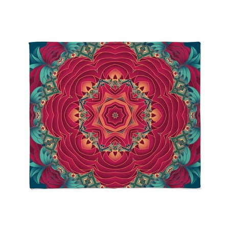 CafePress - Red Lotus Mandala Throw Blanket - Soft Fleece Throw Blanket 50 x60 for All Ages