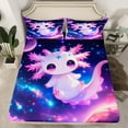 thumbnail image 2 of Feelyou 3D Kawaii Axolotl Queen Sheet Sets for Child, Glitter Outer Space Flat Sheet, Psychedelic Galaxy Planet Queen Fitted Sheet, Lightweight Room Decor, 4-Piece, 2 of 7