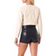 thumbnail image 3 of Chaqueta de cuero sintético INSPIRE CHIC para mujer, abrigo corto de manga larga con frente abierto, color beige, 3 of 5
