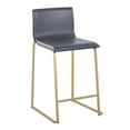 thumbnail image 2 of Mara 26" Contemporary Counter Stool In Gold Metal And Grey Faux Leather - Set Of 2, 2 of 7