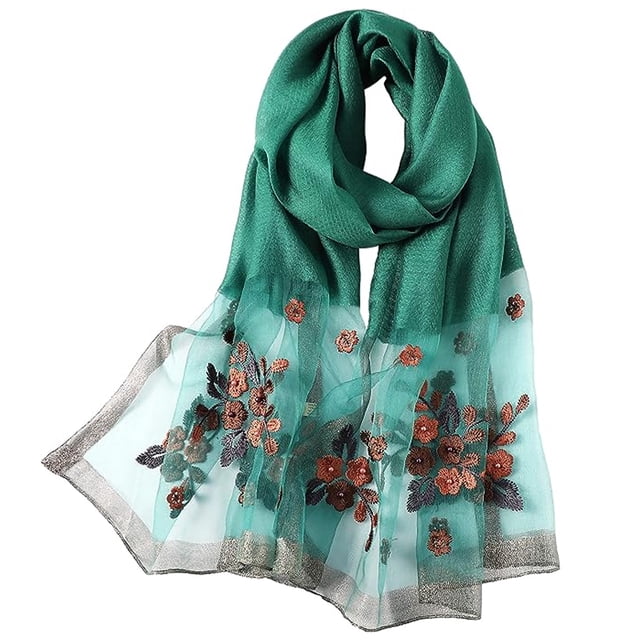 Bufanda de seda para mujer, chales y abrigos ligeros para bodas, bufanda bordada de Pashmina a la moda
