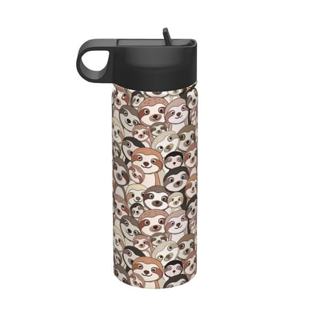 

Uemuo Brown Sloth Print 18oz Sports Insulated Kettle Water Bottle Outdoor Sports Bottle Insulated Hydration Bottle with Handle & Flip Straw