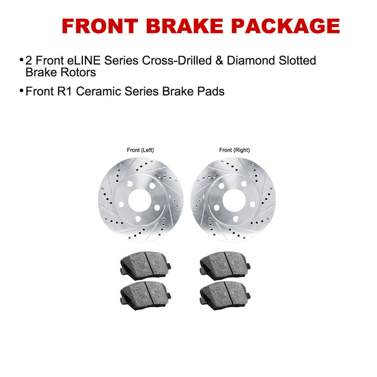 R1 Concepts Front Brakes and Rotors Kit |Front Brake Pads| Brake