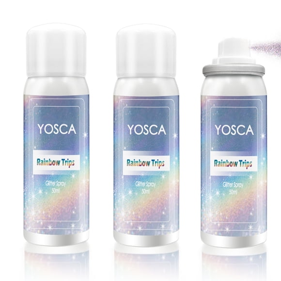 Spray con purpurina Yosca Holographic Silver, 50 ml, para vello corporal