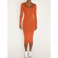thumbnail image 3 of Arvbitana Women's Bodycon Long Dress Solid Color Long Sleeve Slim Midi Dress U-neck Wrap Hip Cocktail Dress for Party Club Streetwear, 3 of 8