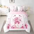 thumbnail image 2 of Manfei Cartoon Kawaii Ghost Bedding Comforter Set 7pcs, Pink Cherry Blossoms Flower Queen Bedding Sets, Teens Boys Girls Kids Reversible Queen Sheet Setsm Luxury Bedroom Decor, 2 of 7