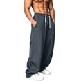 thumbnail image 3 of Luvrsol Mens Sweatpants Casual Solid Wide Leg Drawstring Elastic Waist Loose Long Pants with Pocket S-3XL, 3 of 7