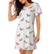 thumbnail image 2 of Fotbe Dachshund Dog Puppy Bata de Dormir para Mujer con Estampado, Camisón de Algodón de Manga Corta, Ropa de Dormir Casual, 2 of 6