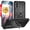 Black, variant on TJS for Motorola Moto G 5G (2024) Phone Case, with Tempered Glass Screen Protector, Impact Resistant Hybrid Metal Ring Magnetic Support Kickstand Cover (Black)
