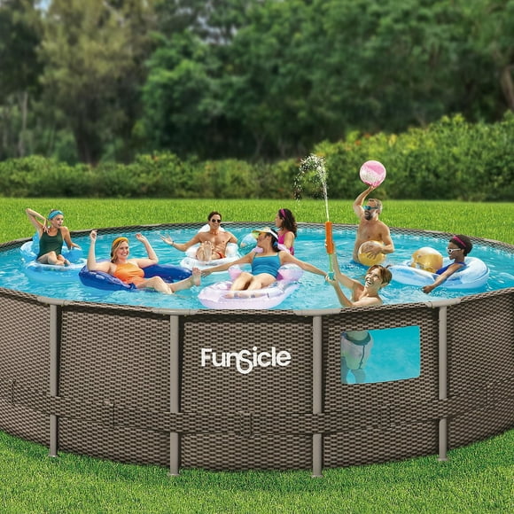 Funsicle 18 ft Crystal Vue Oasis Designer Pool, Dark Double Rattan, 18' x 48", with accessories & filter
