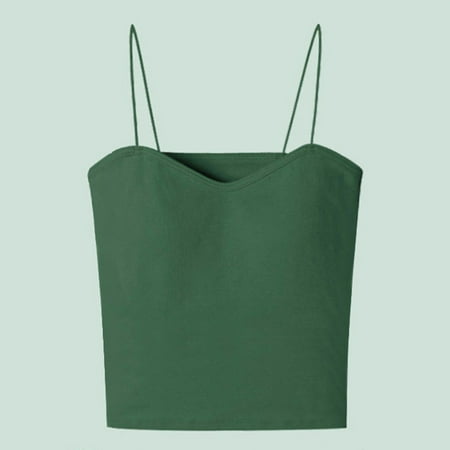 iHengLiXing Clearance 2025 Plus Size Tank Tops for Women Dressy Casual-shaped Back Camisole For Women s Summer Wear With Chest Pads Short Underwear For External Wear And Top With Top Green M
