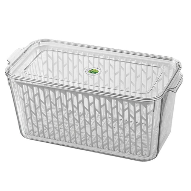 Hinati Clearance Refrigerator Storage Box Draining Fresh Keeping Box Clear Organizers and Storage Bins , Stackable Storage Containers for Cabinets, Countertop, Drawers, Under Sink