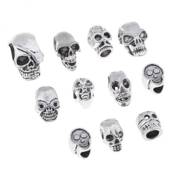 6x 11 Piezas de Dijes de de Halloween de Aleación de Plata, Espaciador de Agujero , Sueltos para Hacer Joyas, Suministros de Cuentas 6 piezas