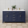 thumbnail image 2 of Wyndham Collection Beckett 66" Wood Double Bathroom Vanity in Dark Blue/Gold, 2 of 6