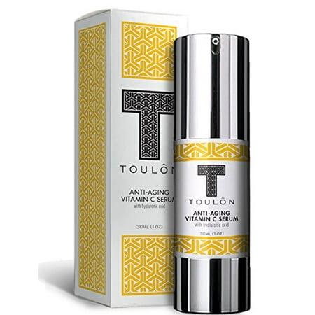 TOULON Vitamin C Serum with Hyaluronic Acid for Face; Reduce Fine Lines & Sun Spots; Natural and