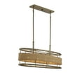 thumbnail image 4 of Burnished Brass with Natural Rattan Four Light Linear Chandelier from the Arcadia Collection, 4 of 6