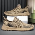 thumbnail image 2 of Men'S Breathable Mesh Sneakers - Lightweight Casual Running Shoes with Air Cushion, Beige & Black Design, PVC Sole for Outdoor Sports, Lace-Up Closure, Spring/Summer Collection, 2 of 9
