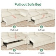thumbnail image 4 of Marrber Beige L-Shaped Modular Sectional Sleeper with Pull-Out Sofa Bed and Storage Ottoman Corduroy Cloud Couch for Living Room, 4 of 10