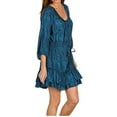 thumbnail image 6 of Rebecca Taylor Python 3/4 Sleeve Silk Shirt Dress Tunic, Jade (0, Jade), 6 of 6